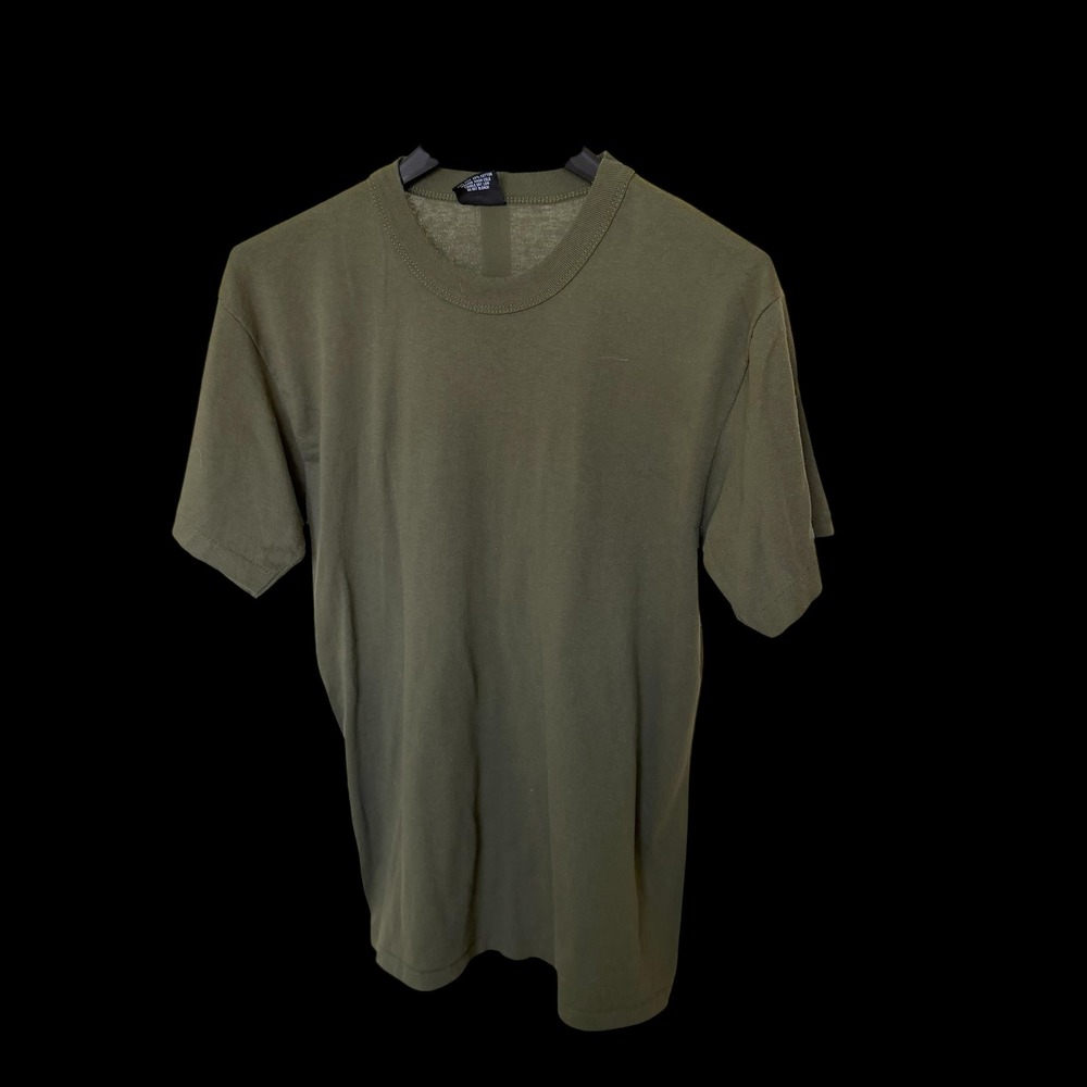 90's Rothco Olive Green Military T-Shirt Made in USA Crew Size Large Distressed